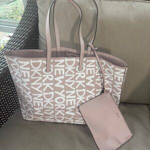 DKNY Light Pink Logo Tote with Pouch! NWOT!